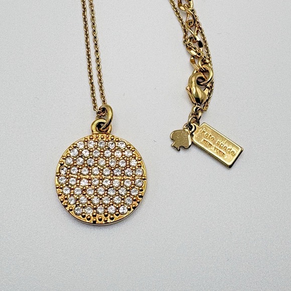 kate spade Jewelry - Kate Spade Gold Tone Crystal Pendant Necklace All That Glitters 18"